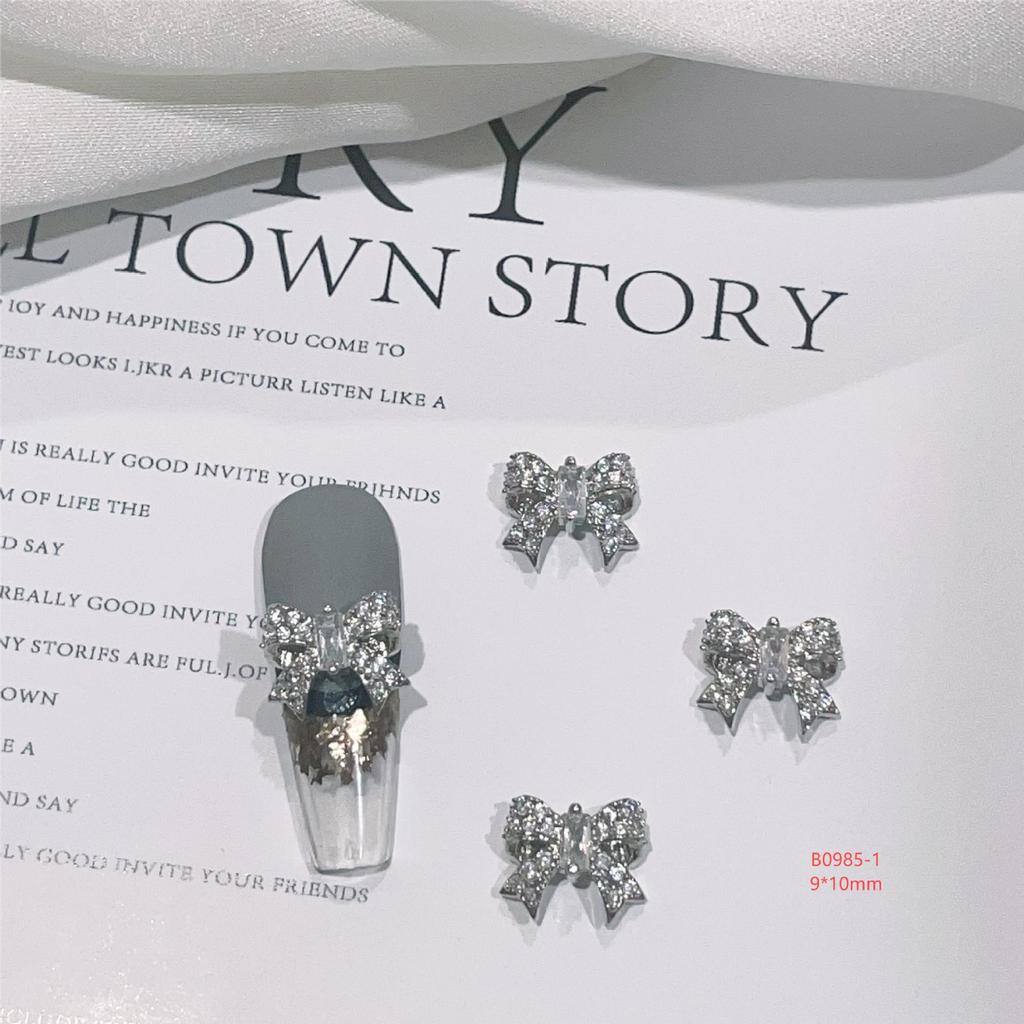 LZ Gold-Plated Bow Nail Patch: DIY Zircon Light Luxury Nail Jewelry
