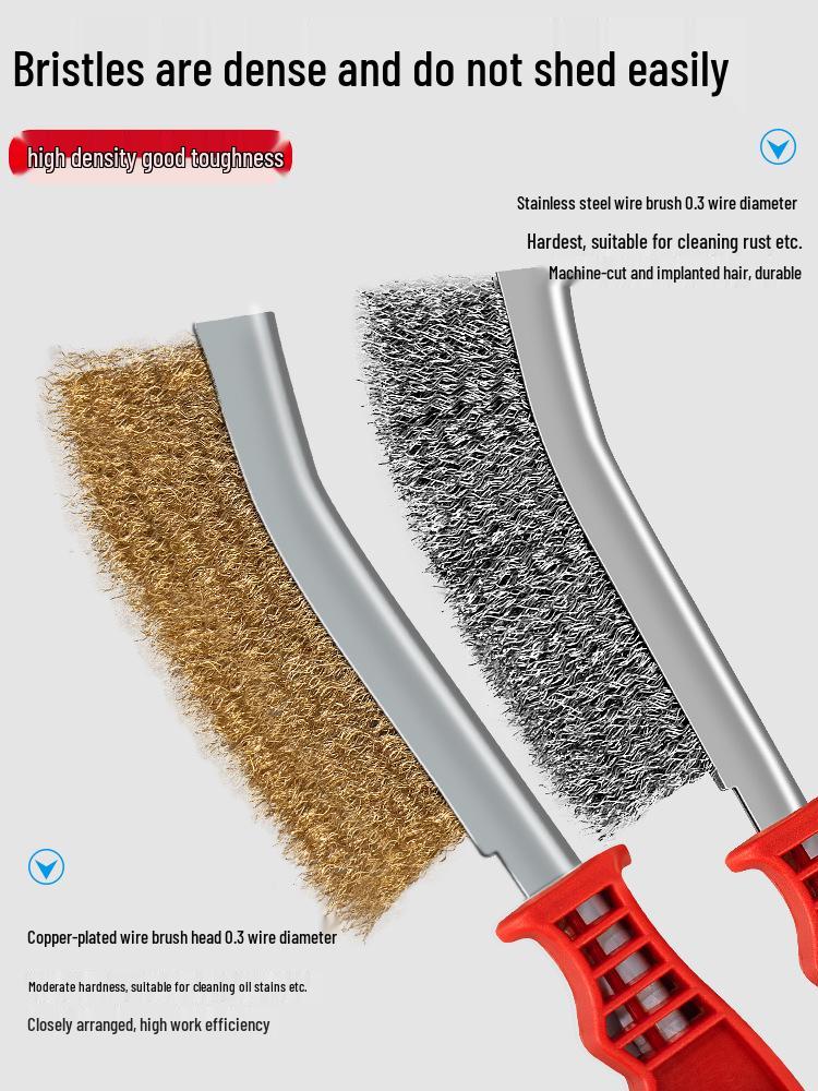 Industrial Stainless Steel Wire Brush with Handle - Copper Wire for Grill and Rust Cleaning