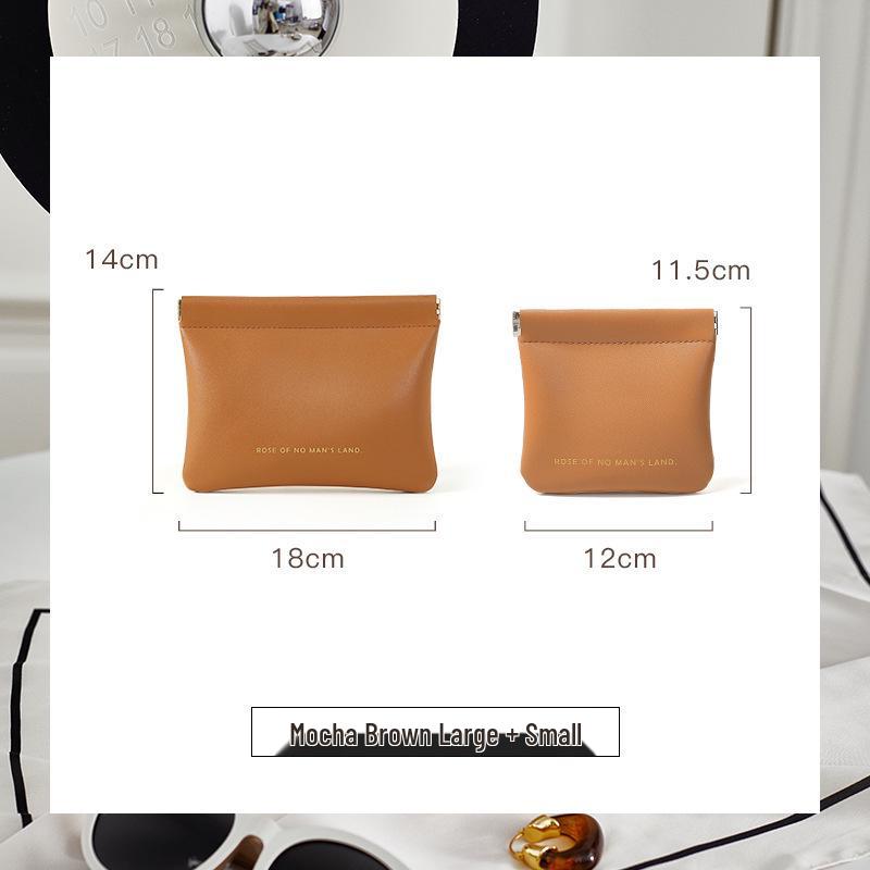 Automatic Closure Spring Coin Purse: Waterproof PU Digital Bag, Portable Makeup Bag, Data Cable Storage, Card Slot