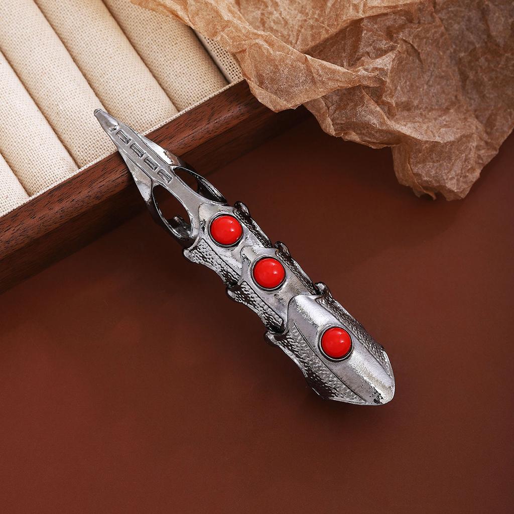 Fashion Retro Halloween Ring Beads Adjustable Flexible Long Joint Ring Personalized Finger Cover