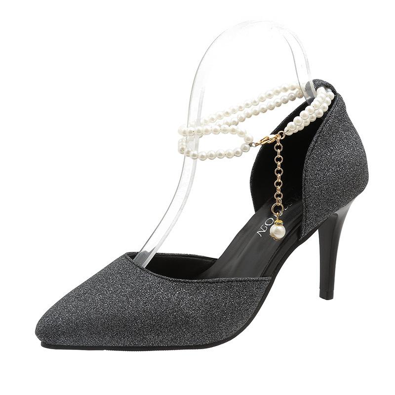 

Новые модные женские босоножки с острым носком на высоком каблуке 42 чёрный