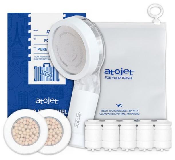 atojet Mini Filter Shower Head Travel Set – Lightweight 5-Step Filtration for Clean Water, Korean