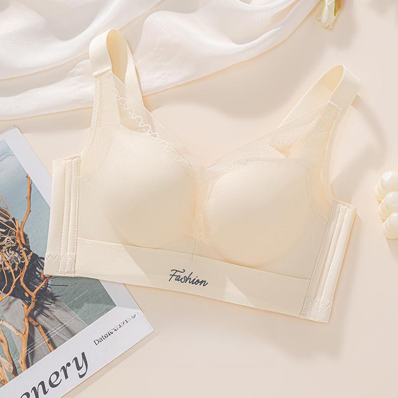 Simple Gathering Bra Women's Adjustable Bra Gathering Anti Sagging Comfortable and Breathable Lace Bra