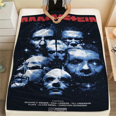 1PC Rammstein Print Flannel Blanket, High Quality Comfortable for All Seasons, Home Decor, Warmth and Comfort, Perfect for Christmas Gifts