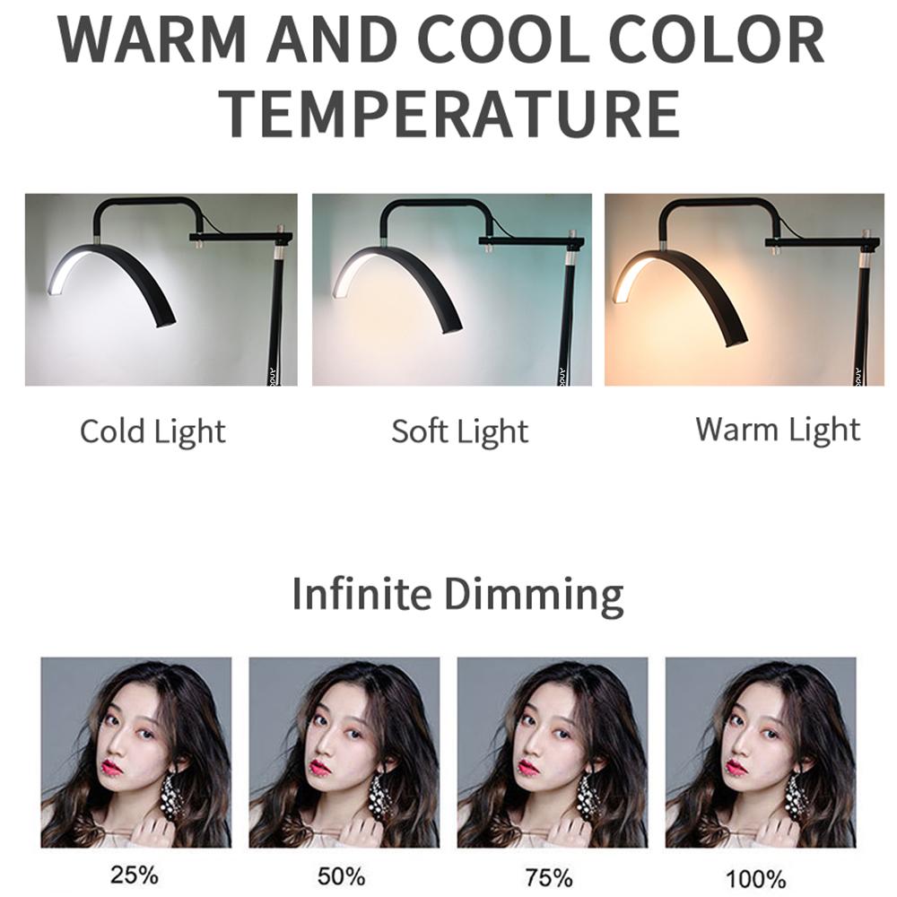 Lámpara De Pie LED Andoer 20 Pulgadas - Luz Bicolor Ajustable 3200K-5600K - Soporte Con Ruedas Y Soporte Para Teléfono - Ideal Para Vídeos Y Fotografía