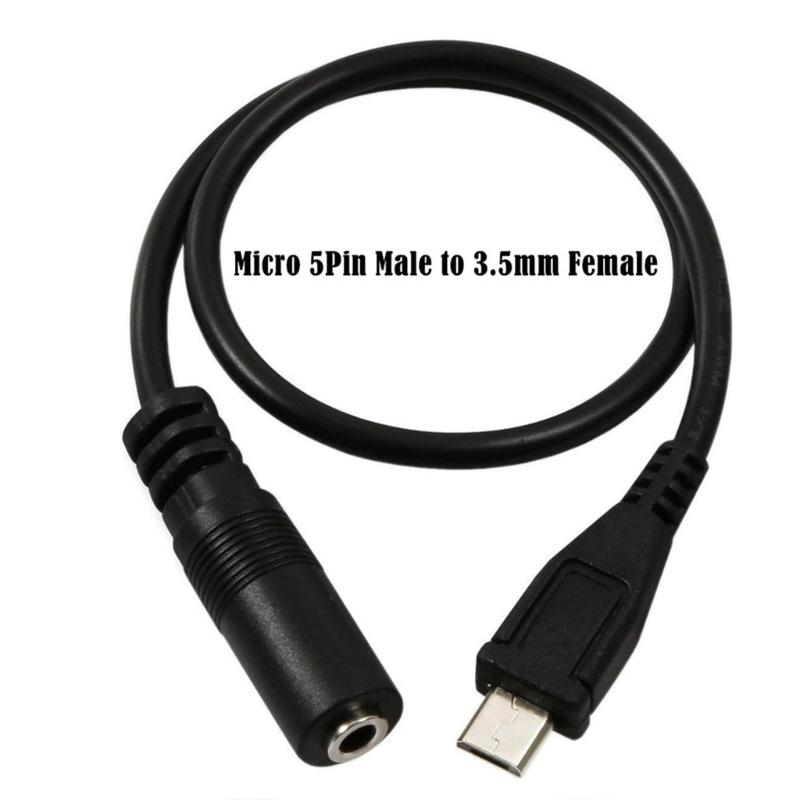 Micros USB 5P Adapter Cable 3.5mm Female Audios Cable Cord for Clip Mics Microphones Convert Adapter Wire
