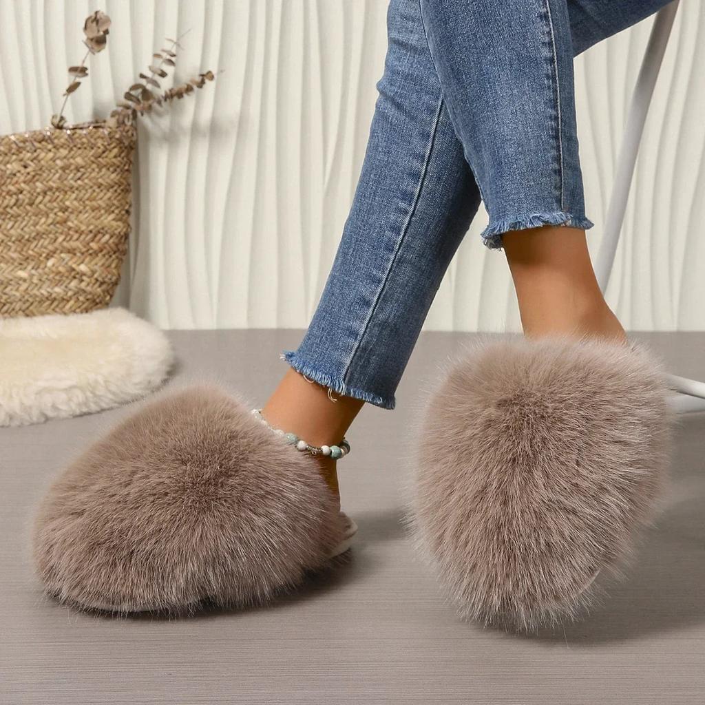 Innovative Indoor Slippers for Women Anti-slip Round Head Keep Warm One Kick Shoes for Women Suede 2025 New Light Home Slipper