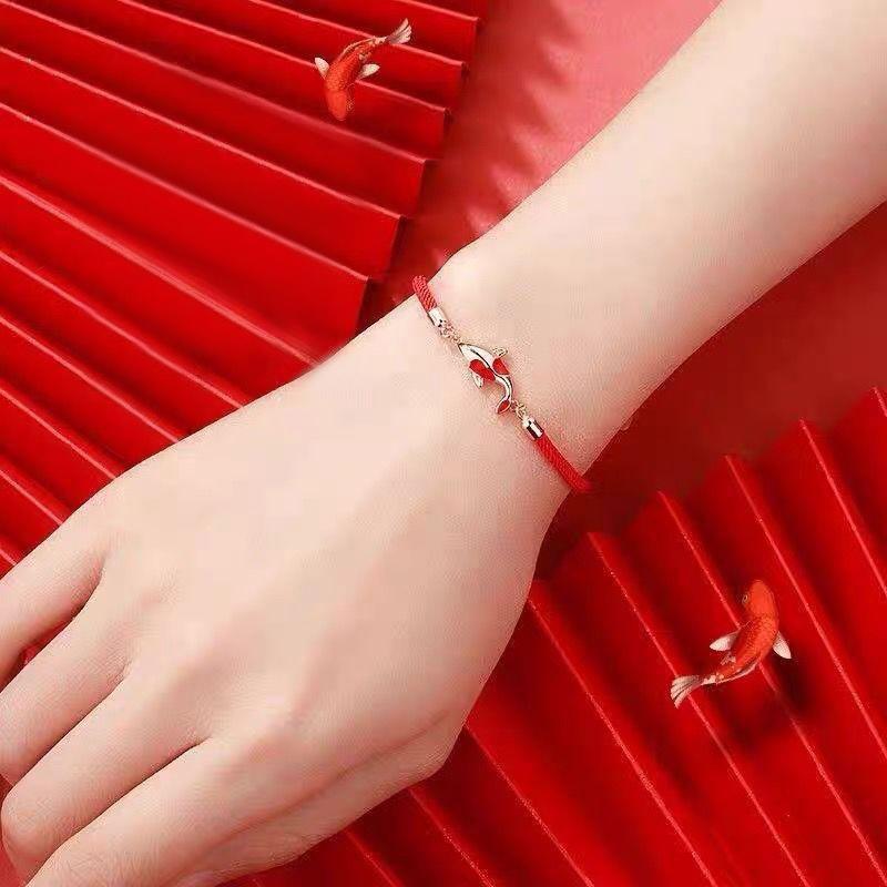 Good Luck Bracelet Braided Rope Koi Bracelet Red String Valentine Gift Couple Gift