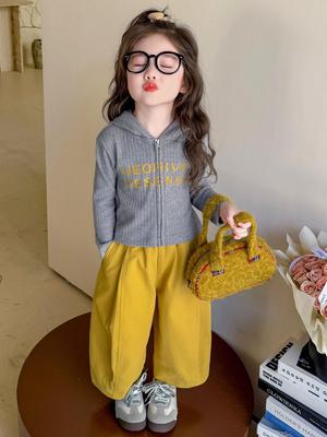 2025 Girls' Spring & Autumn Fashion Hooded Sweatshirt Two-Piece Set - Casual Sportswear for Little Girls