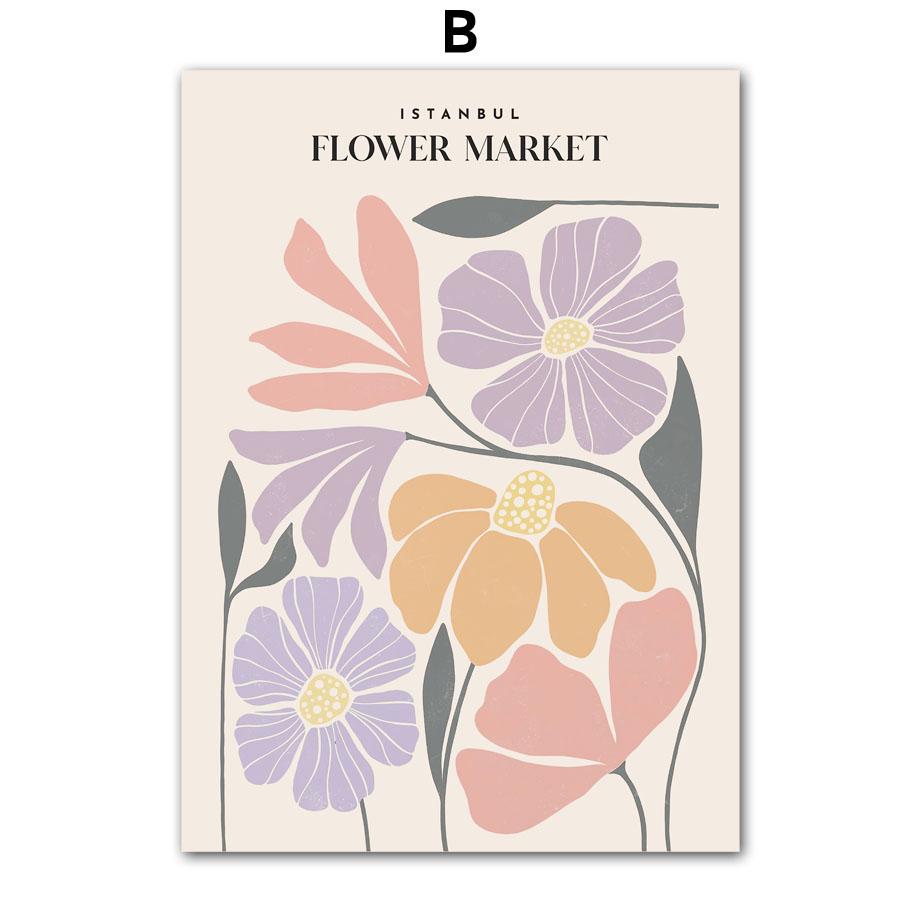 

Flower Market Wall Art Colorful Canvas Painting Nordic Plant Poster Printed Picture Of The Living Room Decorative Painting 13X18 cm No Framed
