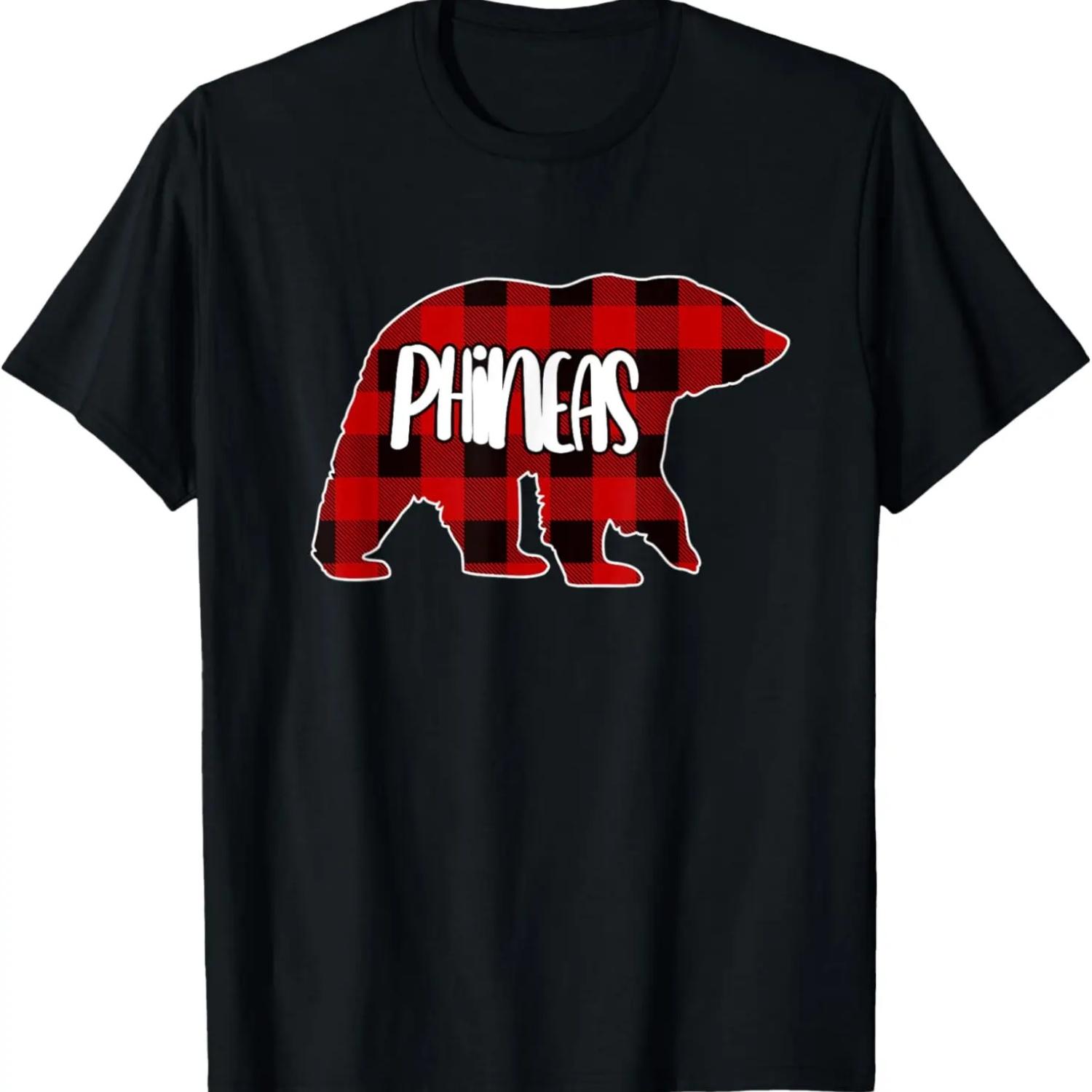 

Mens Phineas Bear Custom Red Buffalo Plaid Christmas Pajama T-Shirt XXXXXL