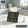 1pc Tissue Box, Art Deco Golden Fans Luxurious Elegant Pattern, 2D Flat Printing, Serves Multiple Purposes, Can Be Washed, Tissue Holder, for The Dini