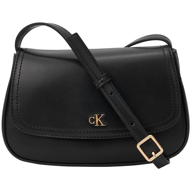 

Calvin Klein Elegant Commuter Metal Letter Flap Synthetic Material Saddle Bag Crossbody Medium Women Bags Space-Black 4F3421G-UB1 Basic Set (Bag)