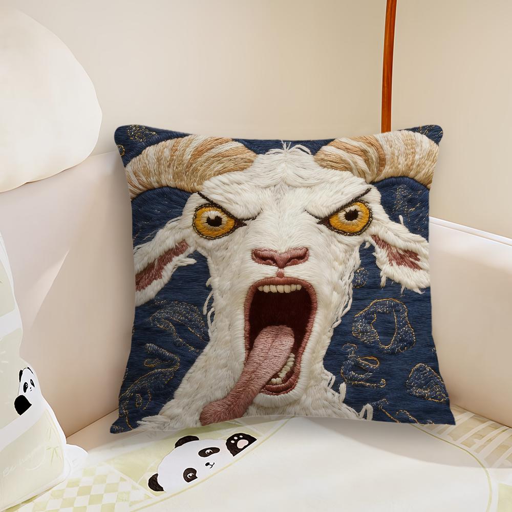 Whimsical Screaming Sheep cushion cover Pillow Case Plush Fabric Soft Double Sided Print Sofa Cushion Cover Throw Pillow Covers
