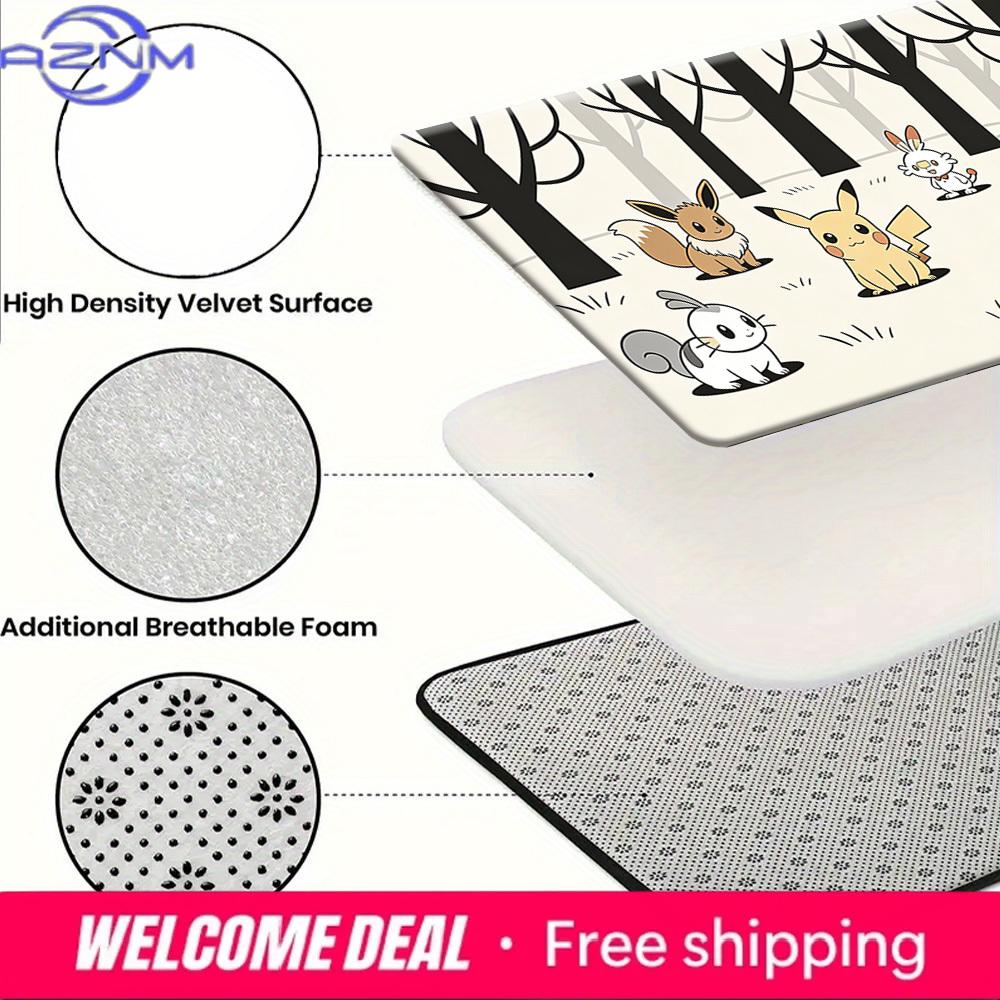 Pokemon Cute Pikachu & Friends Print Doormat Non-Slip Absorbent Floor Mat for Indoor Entrance