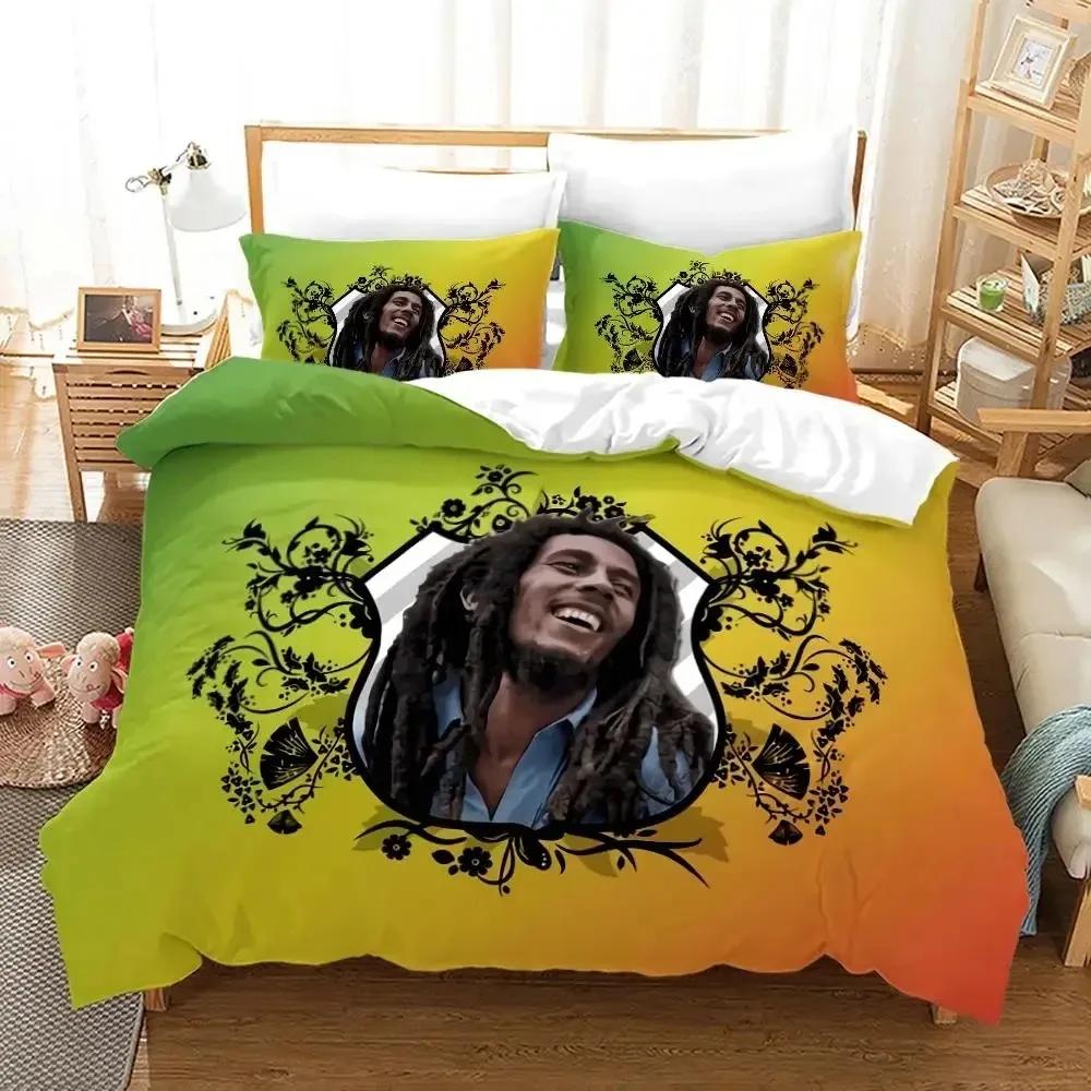Bob Marley Leggende Musicali Giamaica Cantante 3D Nuovo Copripiumino Federa Set Biancheria da Letto Adulto Ragazzo Ragazza Decorazione Camera da Letto Matrimoniale Grande