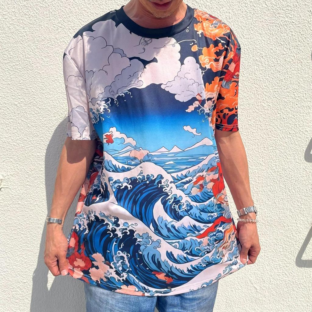 FashionBerry Japanese Print and Short Japanese American Kyoto Inbound "Okinawa Ura" T-Shirt, Men's Women's, Sleeve, Casual, Design, Japanese-Inspired,