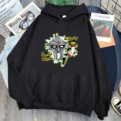 MF DOOM ראפר זמר הדפס קפוצ'ון יוניסקס סווטשירט שרוול ארוך היפ הופ ריפ בגדי יוניסקס סטריטוויר קפוצ'ון פליז חורף
