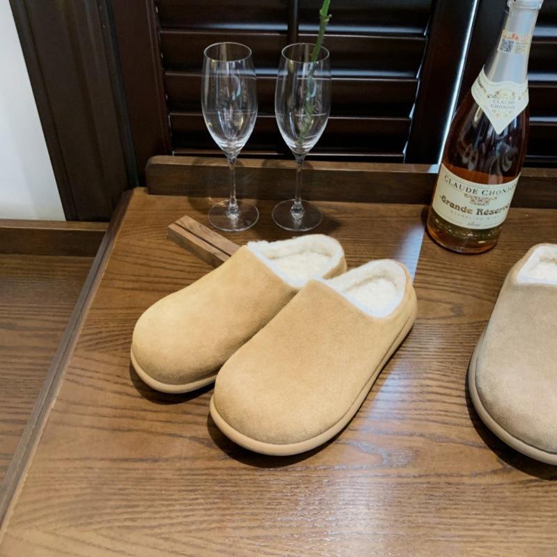 Wool small potatoes~ 2025 autumn and winter new lazy bag head height increase Boken fluffy slippers women's loafers cotton shoes