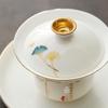 Dehua White Porcelain Sancai Gaiwan Ceramic Tea Set - Insulated Kung Fu Teacup and Brewing Bowl