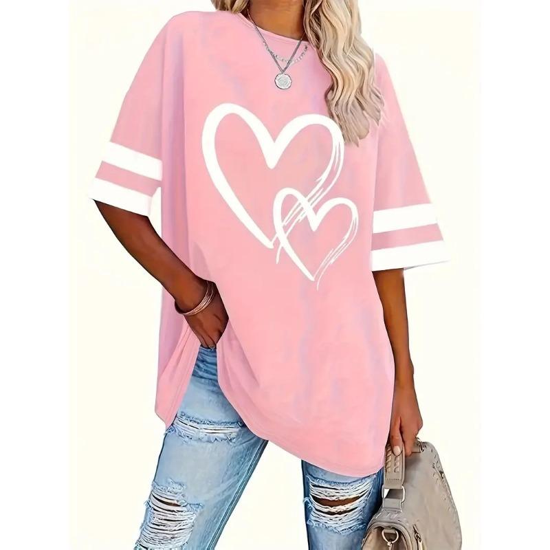 

Женские повседневные футболки-пуловеры больших размеров с короткими рукавами Love and Elegant Comfort для весны и лета 6XL