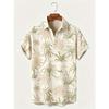 Men's Hawaiian Style Island Coconut Tree Short Sleeved Shirt with Full Print Collar Buttons, Beach Vacation Shirt