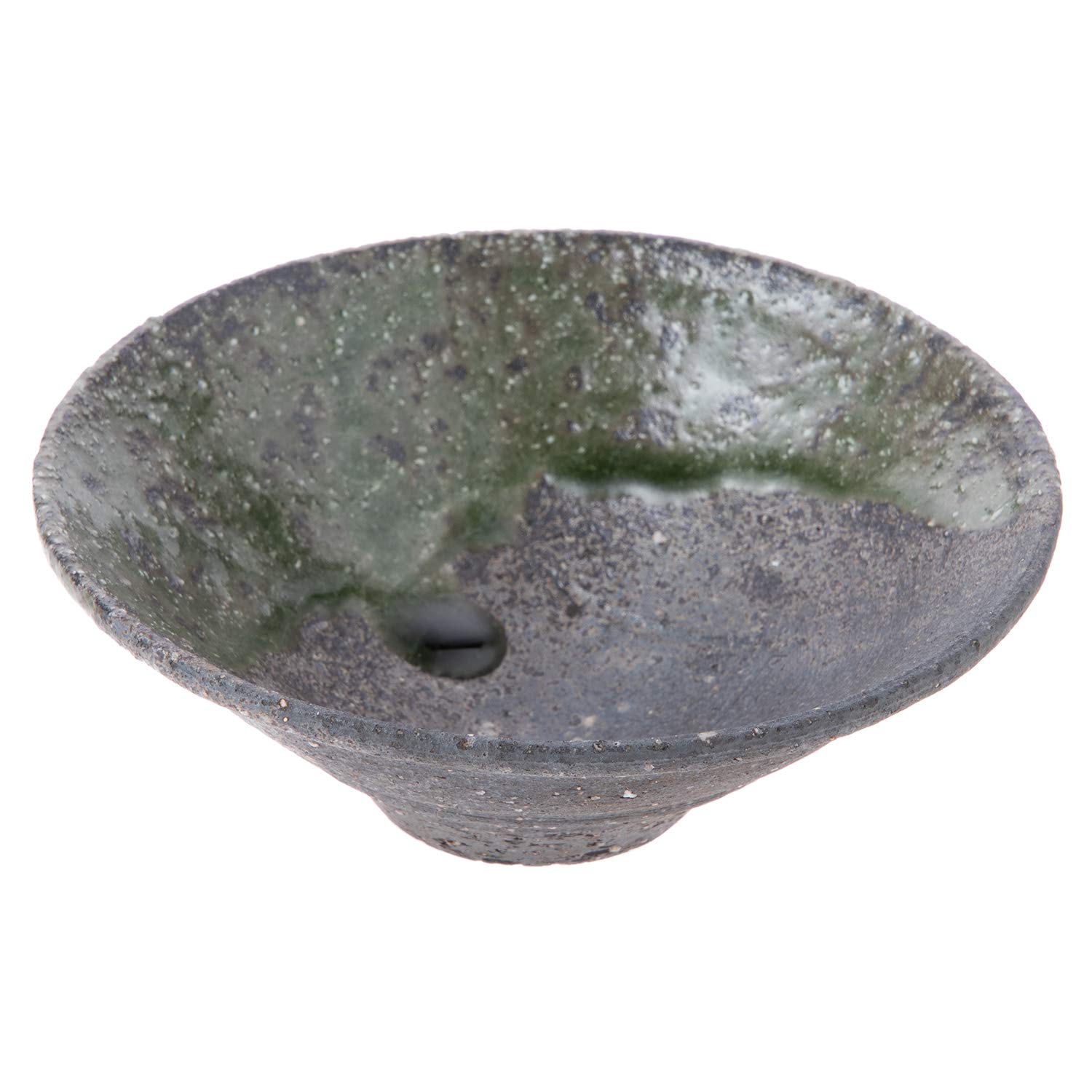 

Shigaraki ware Hechimon small dish, smoked glass bead, made in Japan, MR-3-3045