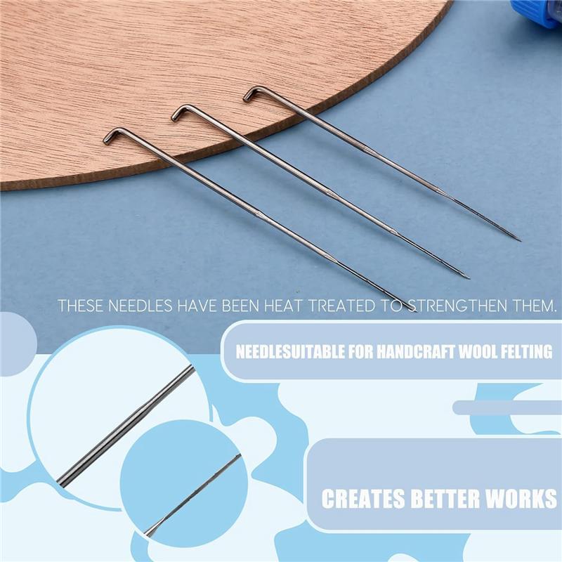 AEE2-Wool Felting Needle Tools, Wool Felting Tool Kit With 3 Sizes Felting Needles And 1/8 Needle Wooden Handle For Needle