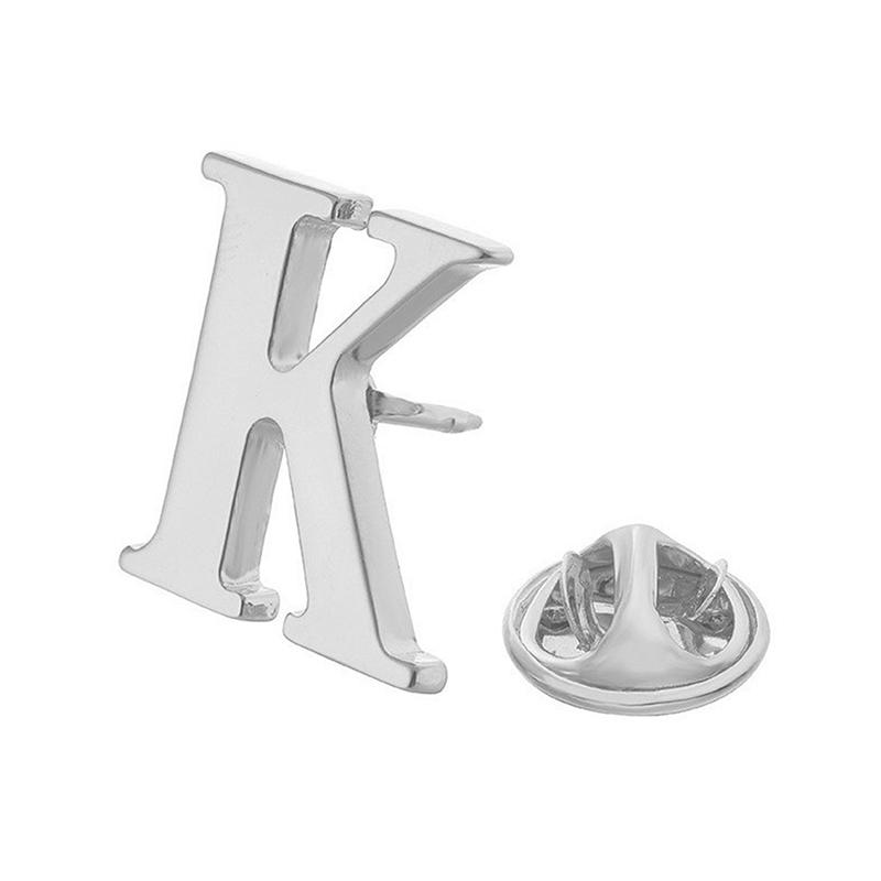 High Quality Classic Style Silver Letter A-Z Metal Brooch Women Men'S Lapel Pin Women'S Hat Scarf Backpack Badge Jewellery
