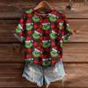 Women's Cute Sweater Knitted Fashion Casual Round-neck Short-sleeved  Cozy Print Top