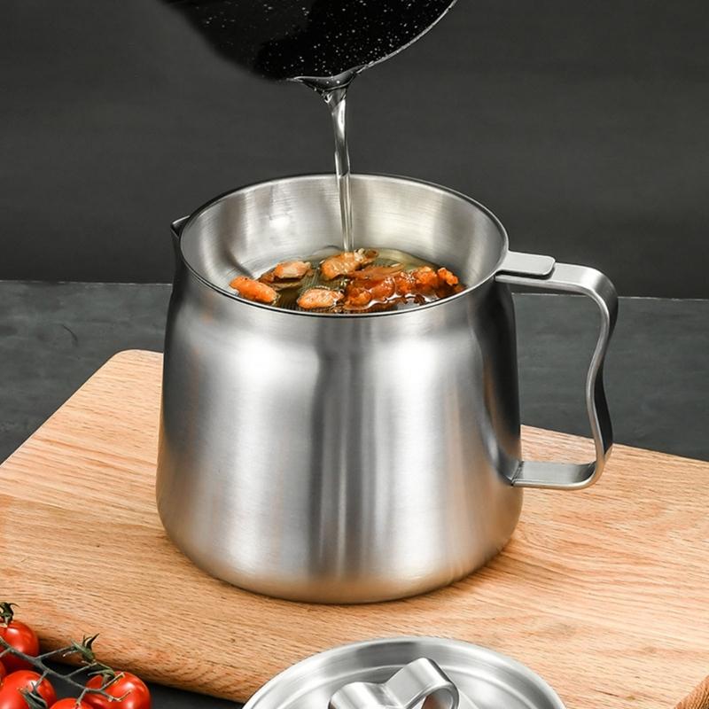 Lebensmittelechte Öl-Abtropfkanne Mit Abnehmbarem Deckel Und Frittierkorb Langlebiges Küchenwerkzeug Für Zuhause Restaurant