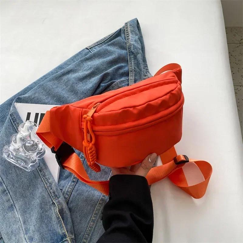 Sacs de poitrine Sac banane pour femmes Sling Bandoulière Sac de taille Toile Sac de taille de course Sacs banane décontractés Sport Demi-Lune Sac de ceinture orange