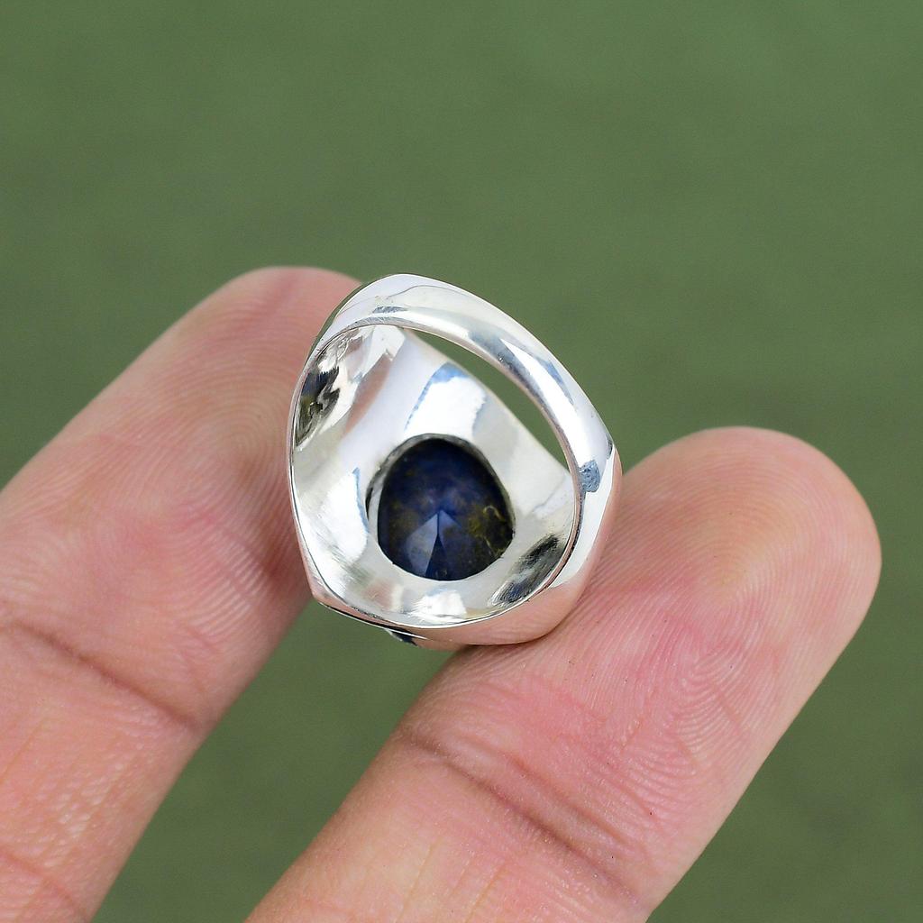 Faceted Blue Sapphire Ring 925 Sterling Silver Ring Handmade Beautiful Jewelry Antique Gemstone Ring Anniversary Gift Available In Ring Size