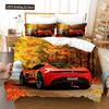 Speed Sports Car Duvet Cover Set Full Queen Size Red Cool Racing Car Bedding Sets Speed Automobile Extreme Sport Quilt Cover Set