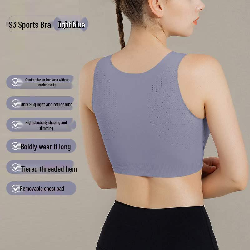 

Женский спортивный бюстгальтер большого размера с высокой степенью поддержки - Ударопрочный цельный для йоги и фитнеса с красивым дизайном спины L 121-160 lbs светло-синий