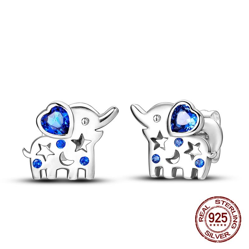 Silver 925 Heart CZ Cubic Zircon Round Daisy Flower Trio Stud Earrings for Women Silver S925 Original Fashion Jewelry