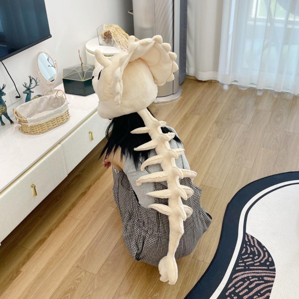 3D Realistic Dinosaur Skeleton Costume Soft Dinosaur Skeleton Headgear Dinosaur Plush Hat Party