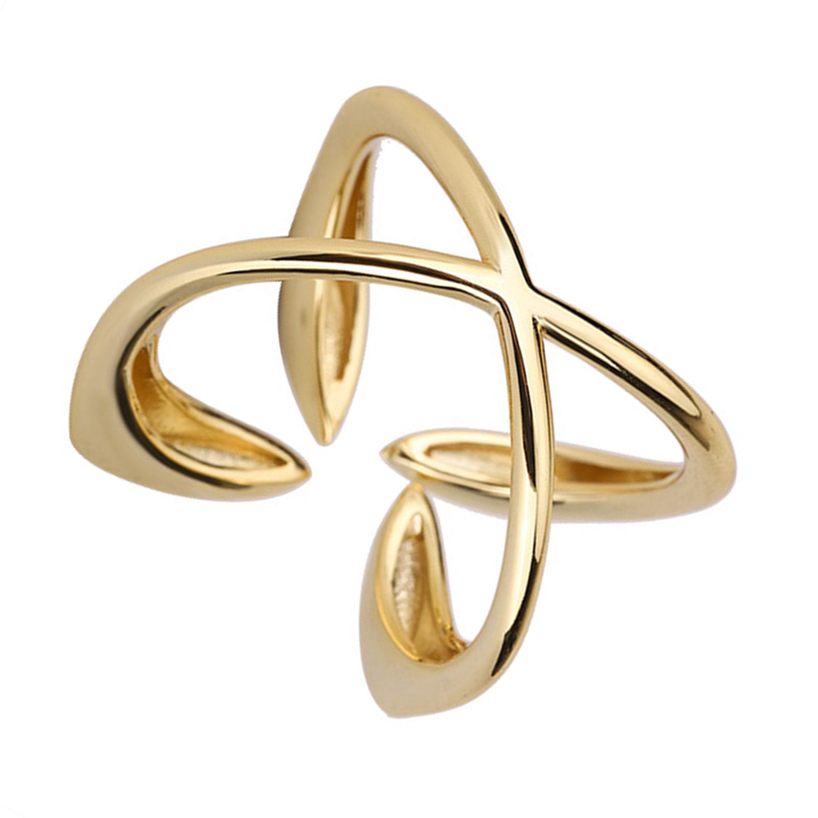 

Геометрическое кольцо «Пересекающиеся линии» для подарка и повседневной носки, регулируемый размер, открытое кольцо, украшение ручной работы, украшение с характером золотой