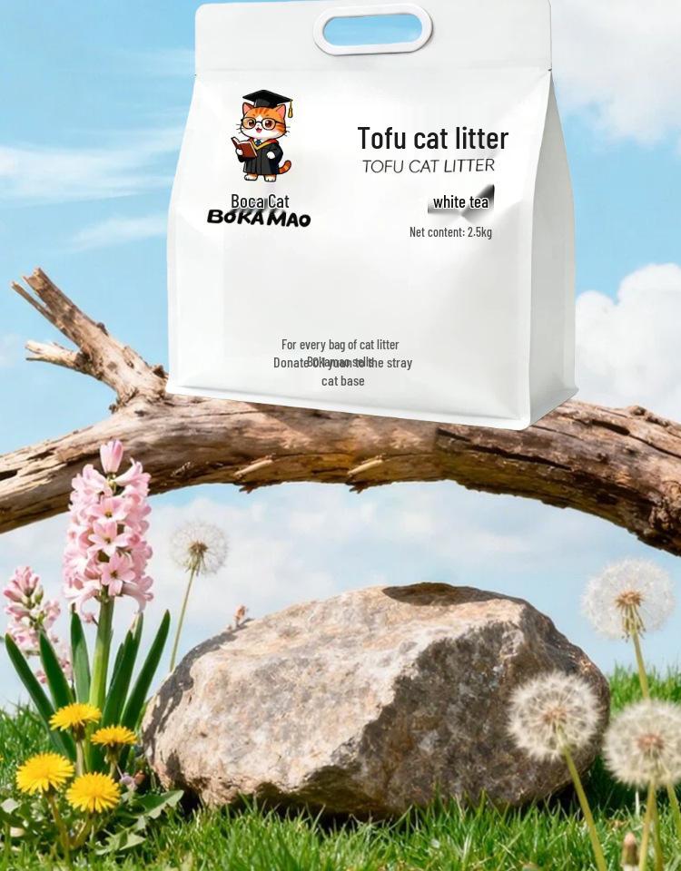 Lettiera per Gatti in Tofu Agglomerante Senza Polvere Profumata al Tè Bianco, Scaricabile nel WC, Varie Misure, Spedizione Gratuita