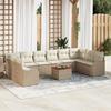 vidaXL 11-Piece Garden Sofa Set with Beige Cushions Poly Rattan Acacia 3347505