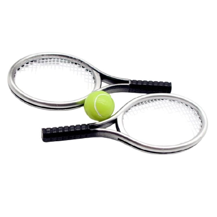 Miniature Tennis Rackets and Ball Sport Gear Furniture Set For Doll House Decoration Creative Craft Project Accessories