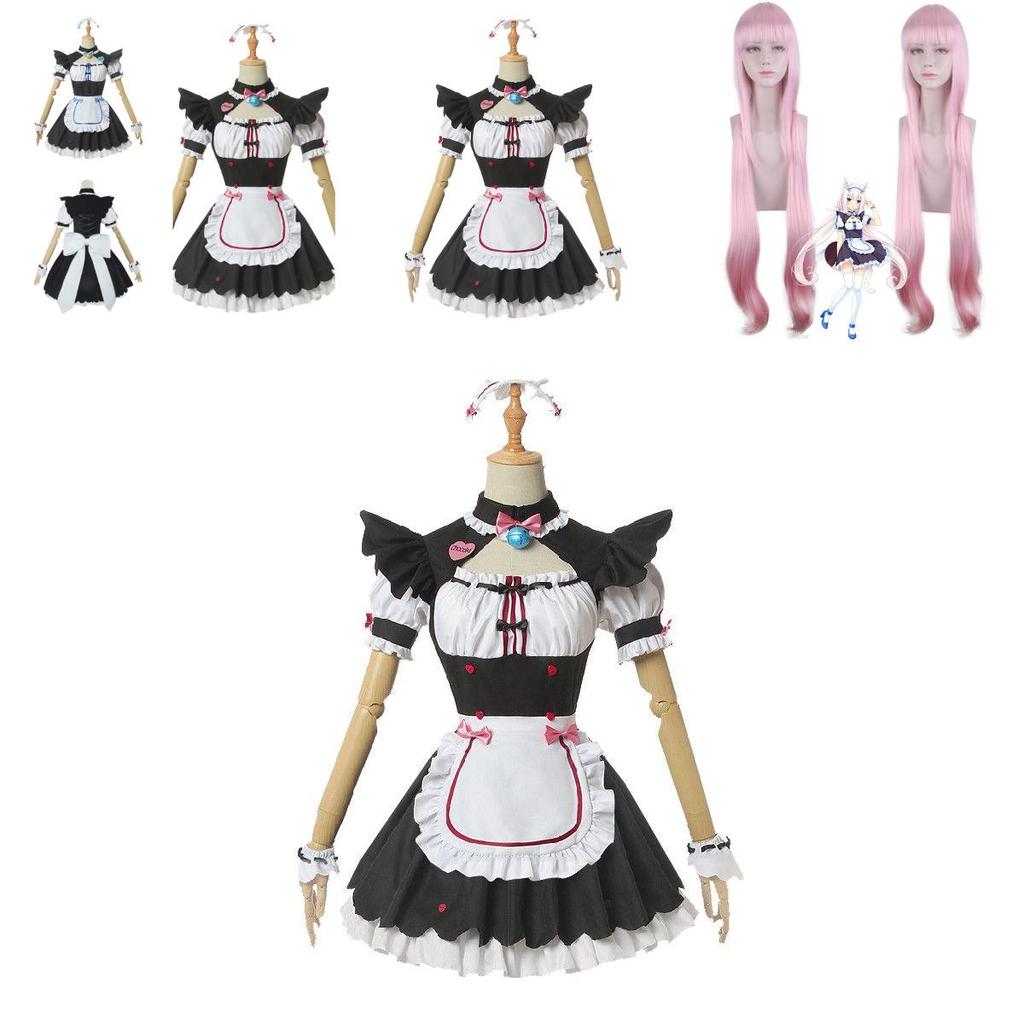 Nekopara Chocola Vanilla Cat Maid Dress Cosplay Costume Wig Breathable Exquisite Workmanship
