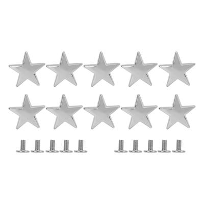 10 Pcs Metal Star Rivets 20mm High Glossy Zinc Alloy Star Rivets with 7mm PH Screws for Clothing Shoes Jackets