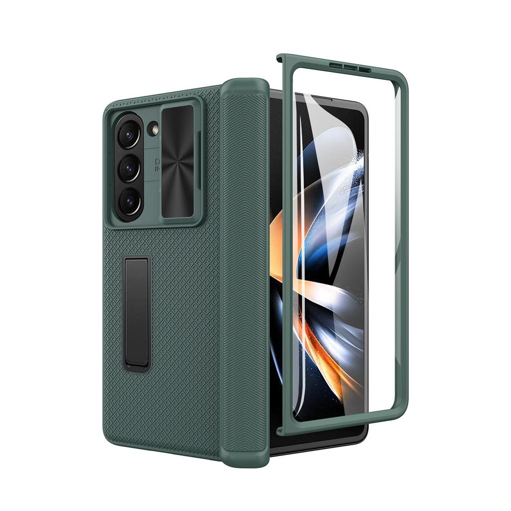 Plaid Leather Phone Case with Invisible Stand for Samsung Z Fold5