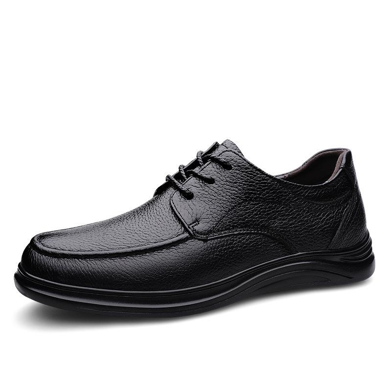 New Men's Leather Shoes First Layer Cowhide Casual Shoes Soft Sole Leather Middle-aged and Elderly Father Leather Shoes Fashion Men's Shoes