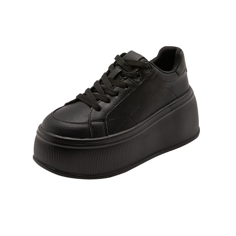 thick-soled little white shoes women's spring new casual sports muffin shoes, small height-increasing lace-up women's board shoes