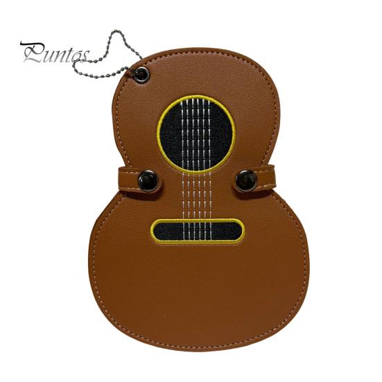 

Guitar Pick Case Faux Leather Guitar-Shaped Pick Holder 17 Slots Picks Storage Bag Gifts for Guitar Lovers коричневий