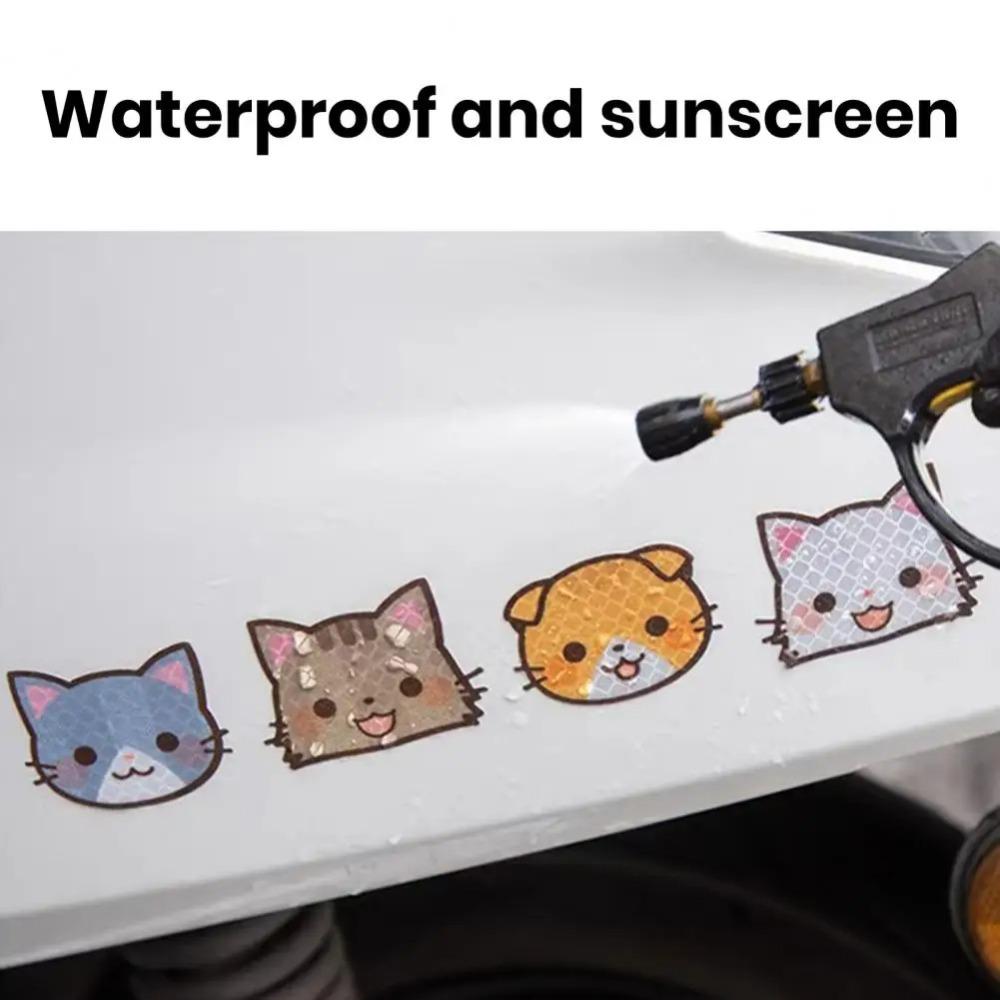 Self-Adhesive Motorcycle Helmet Stickers Cat Car Warning Reflective Stickers  Bicycle Stickers
