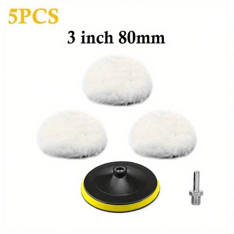 

5Pcs Car Polishing Kit - 3/4/5 Inch Waxing Sponge Pads & Wool Wheels for Auto Paint Care (Gadget)