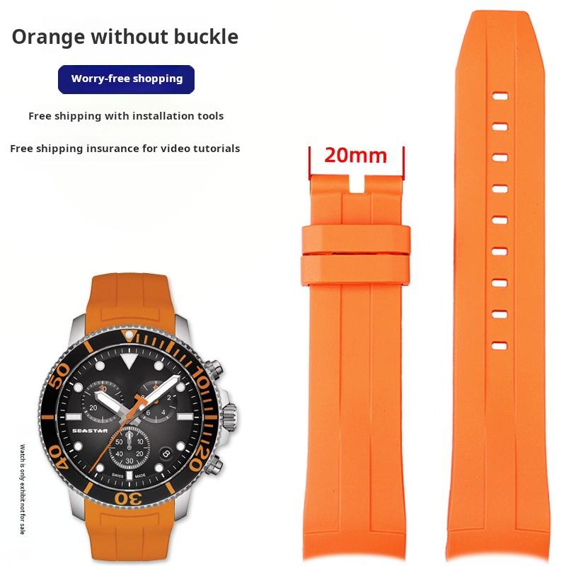 

21 22мм Чоловічий гумовий ремінець для годинника For 1853 Tissot Starfish Diving T120 Зігнутий кінець Силіконовий ремінець для годинника T120417 T120.407 T116 Браслет 22mm Quartz